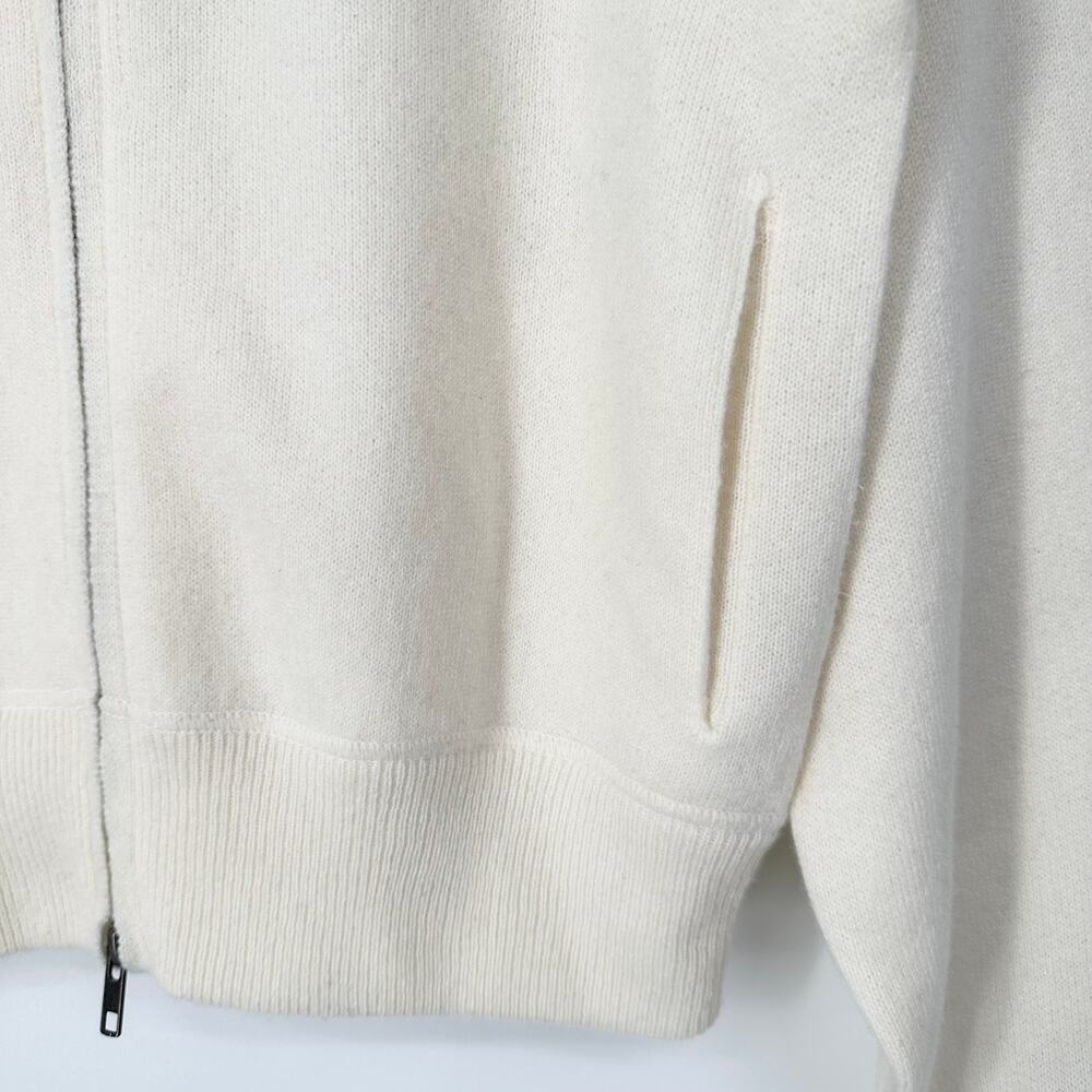 NAKED CASHMERE 100% Cashmere Zip Up Mock Neck Cardigan Sweater White Jacket - Picture 5 of 13